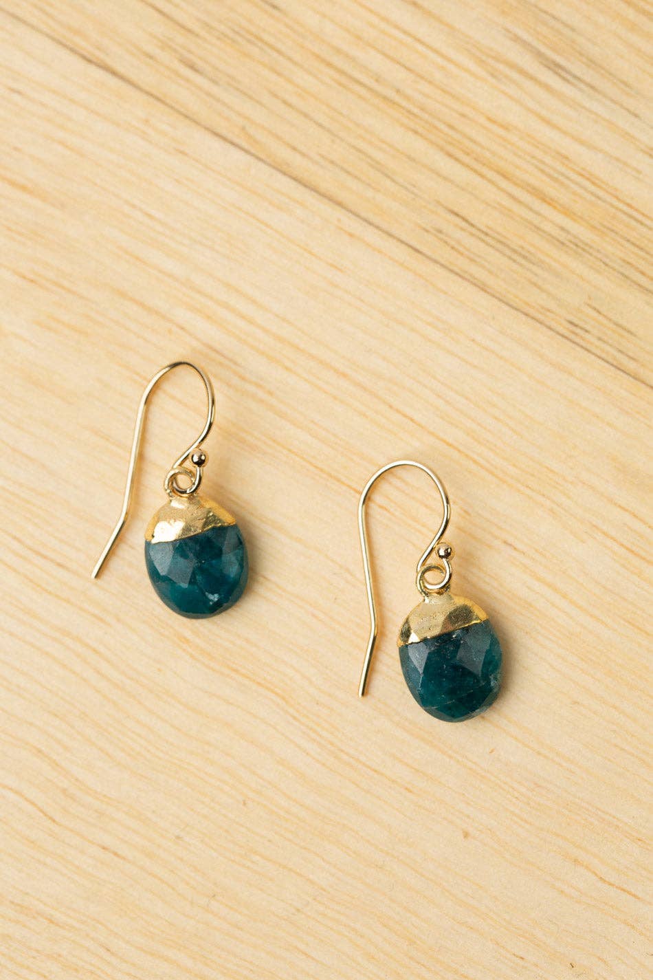 Faceted Blue Apatite Bezel Simple Earrings