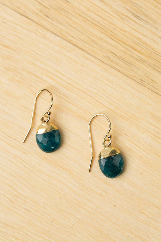 Faceted Blue Apatite Bezel Simple Earrings