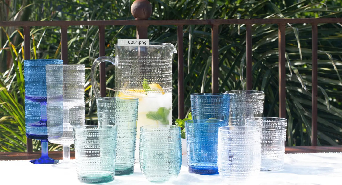 Stacking Beaded Goblet Acrylic Drinkware Set of 4 Clear, cobalt blue, or sea green Abode Homewares by TarHong