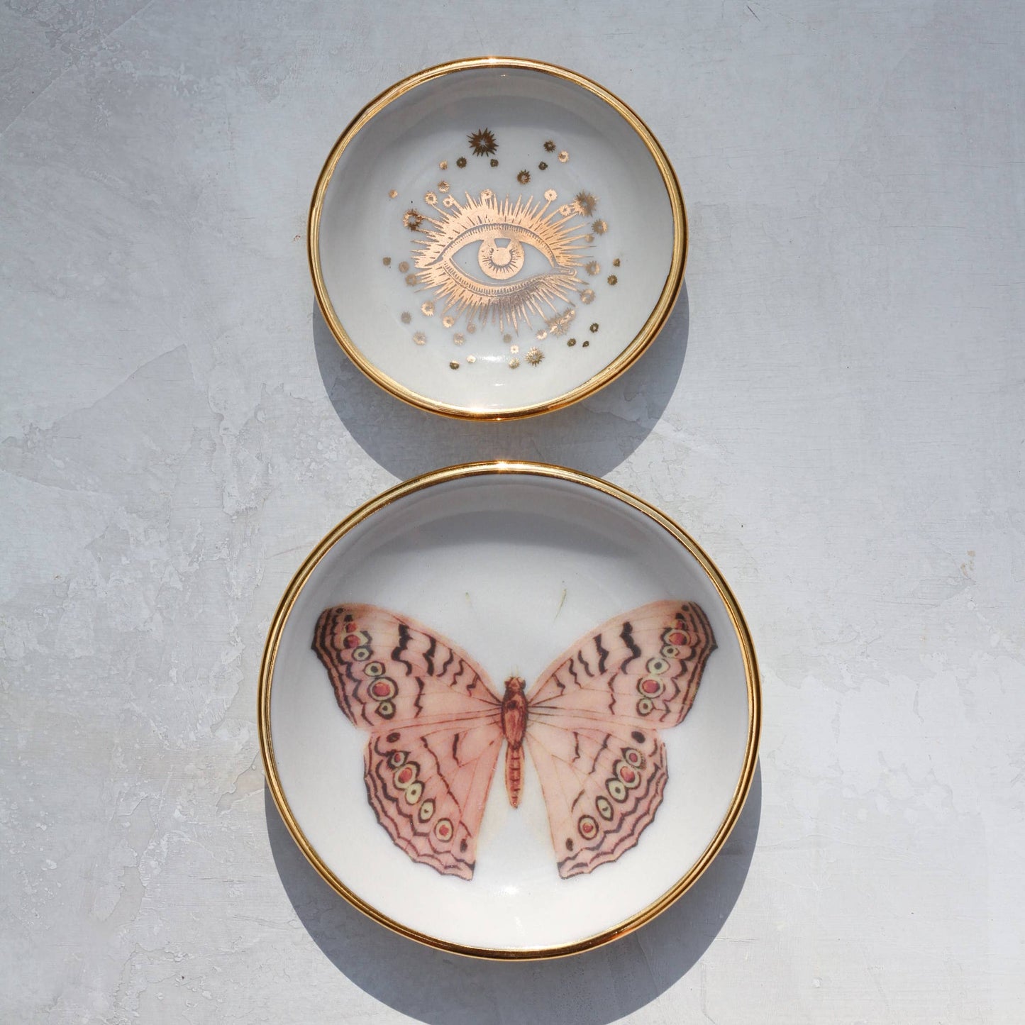 Large Butterfly Ring Dish | Handmade Pottery with Gold Apricity Ceramics