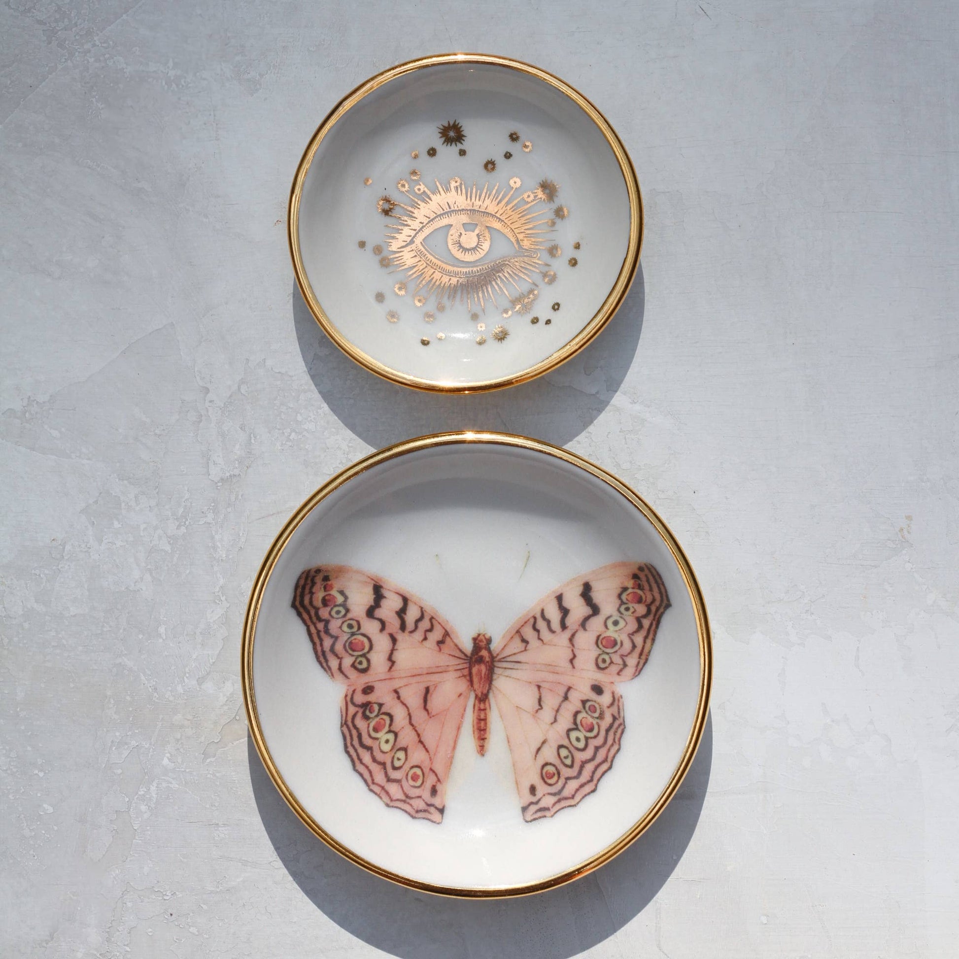 Large Butterfly Ring Dish | Handmade Pottery with Gold Apricity Ceramics