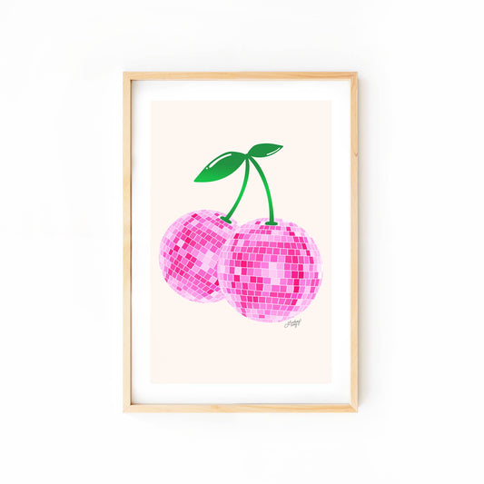 Disco Ball Cherries - Art Print Framed
