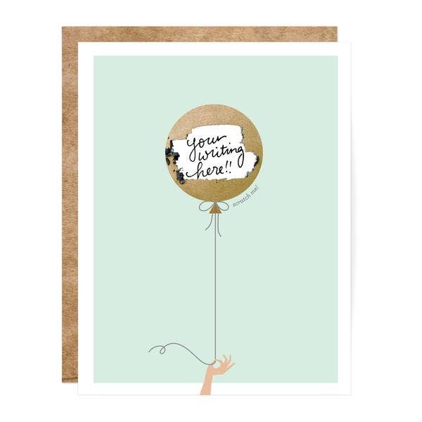 Mint & Gold Balloon - Scratch-off Card