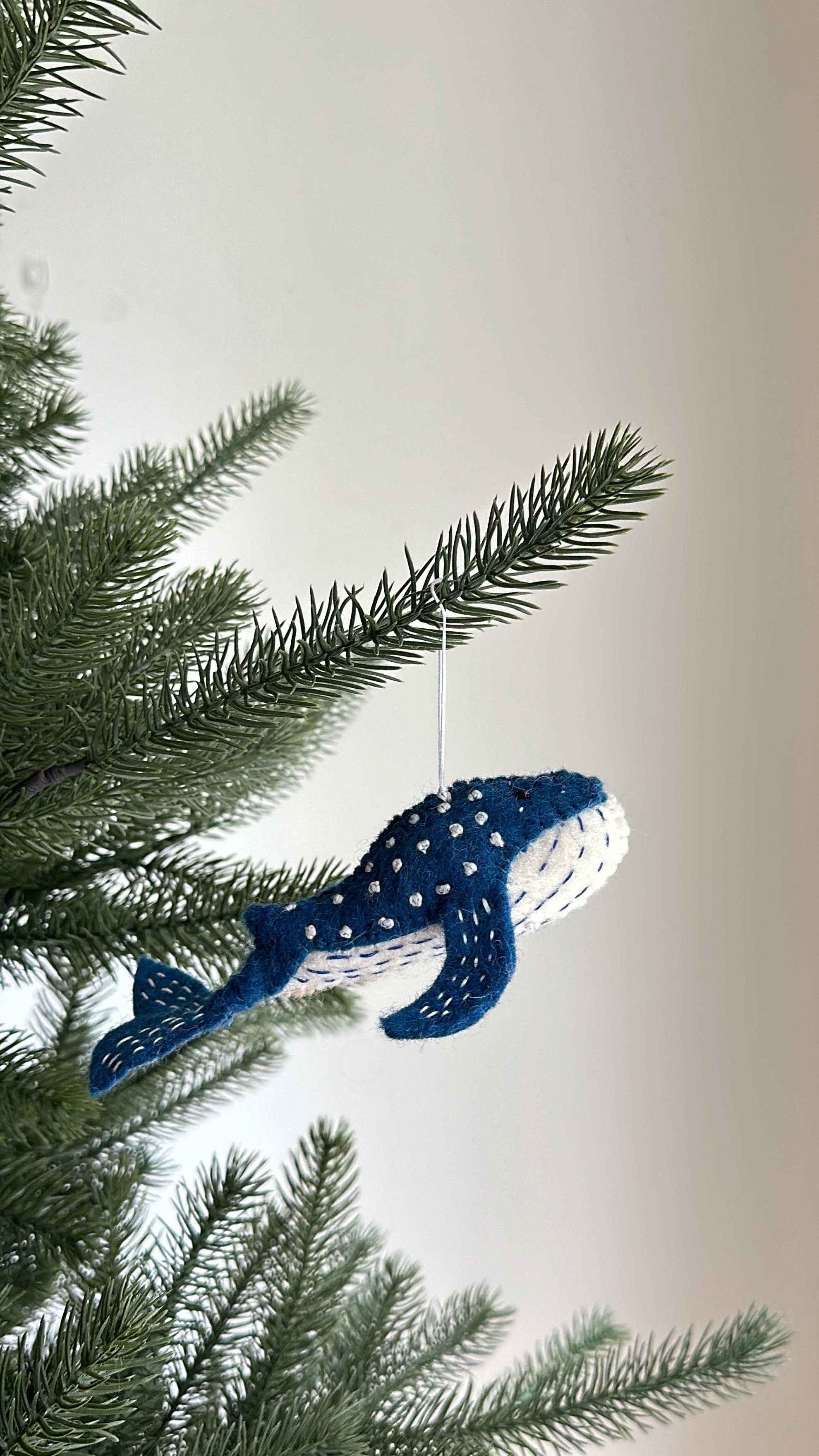 Blue Minke Whale Felt Ornament Ganapati