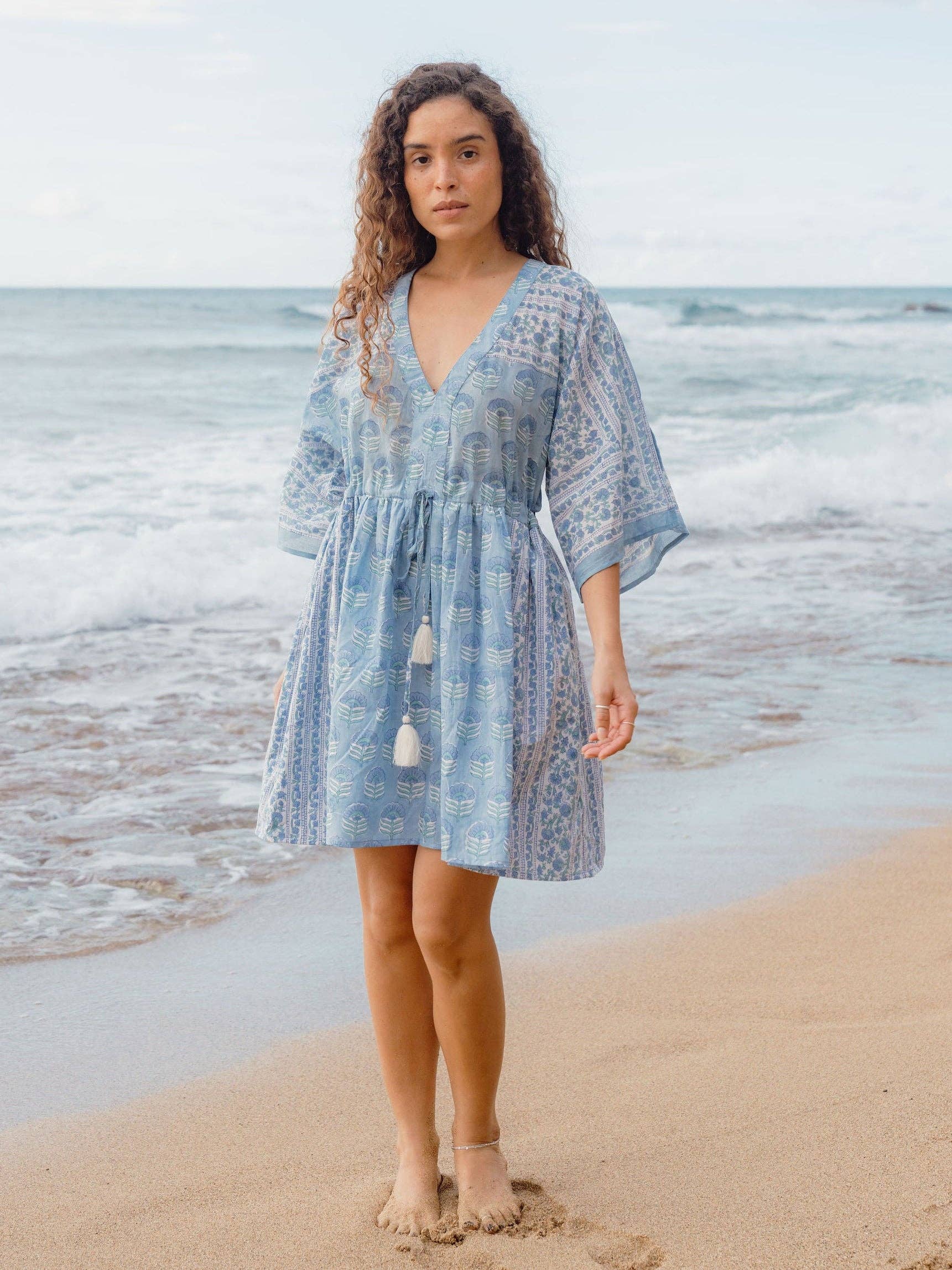 Isla Kaftan | Organic Cotton Beach Cover Up | Sea Mist Guava Lane