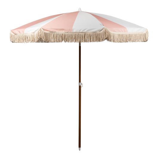 Beach State Summerland Beach Umbrella - Pink Salt Stripe