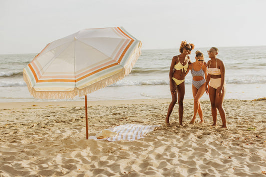 Beach State Summerland Beach Umbrella - Waikiki Stripes