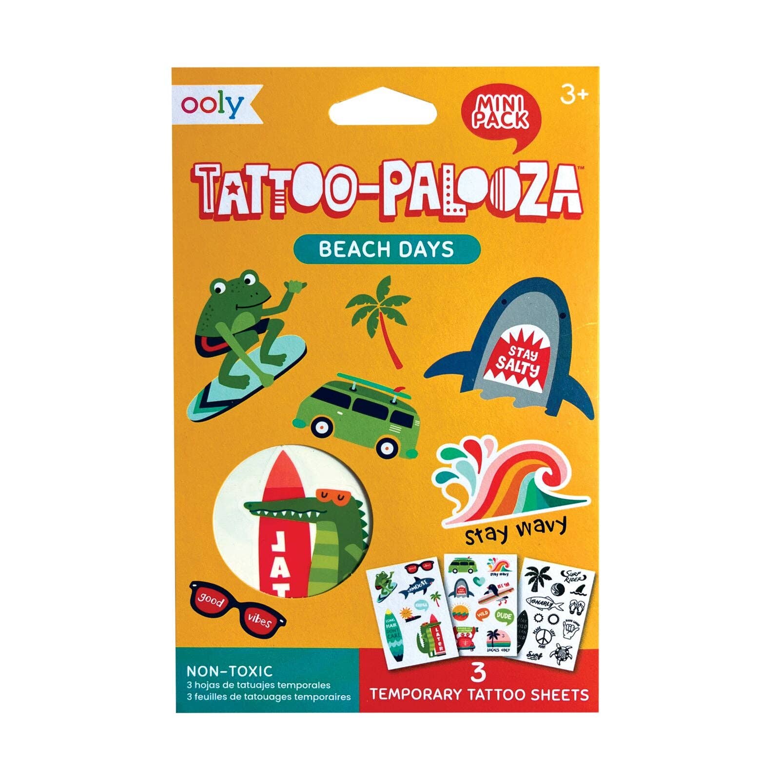Tattoo Palooza Temporary Tattoos - Beach Days  - 3 Sheets OOLY