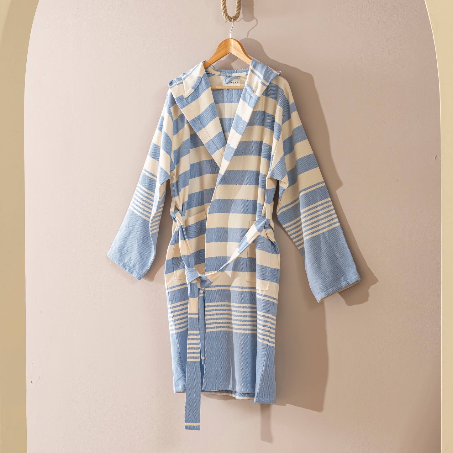 Bathrobe Turkish Cotton LightWeight Summer Hood Kimono Robe