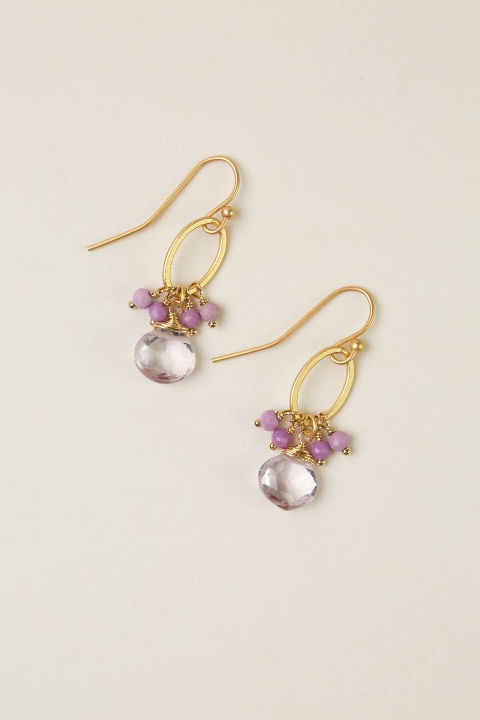 Wildflower Phosphosiderite With Amethyst Cluster Earrings