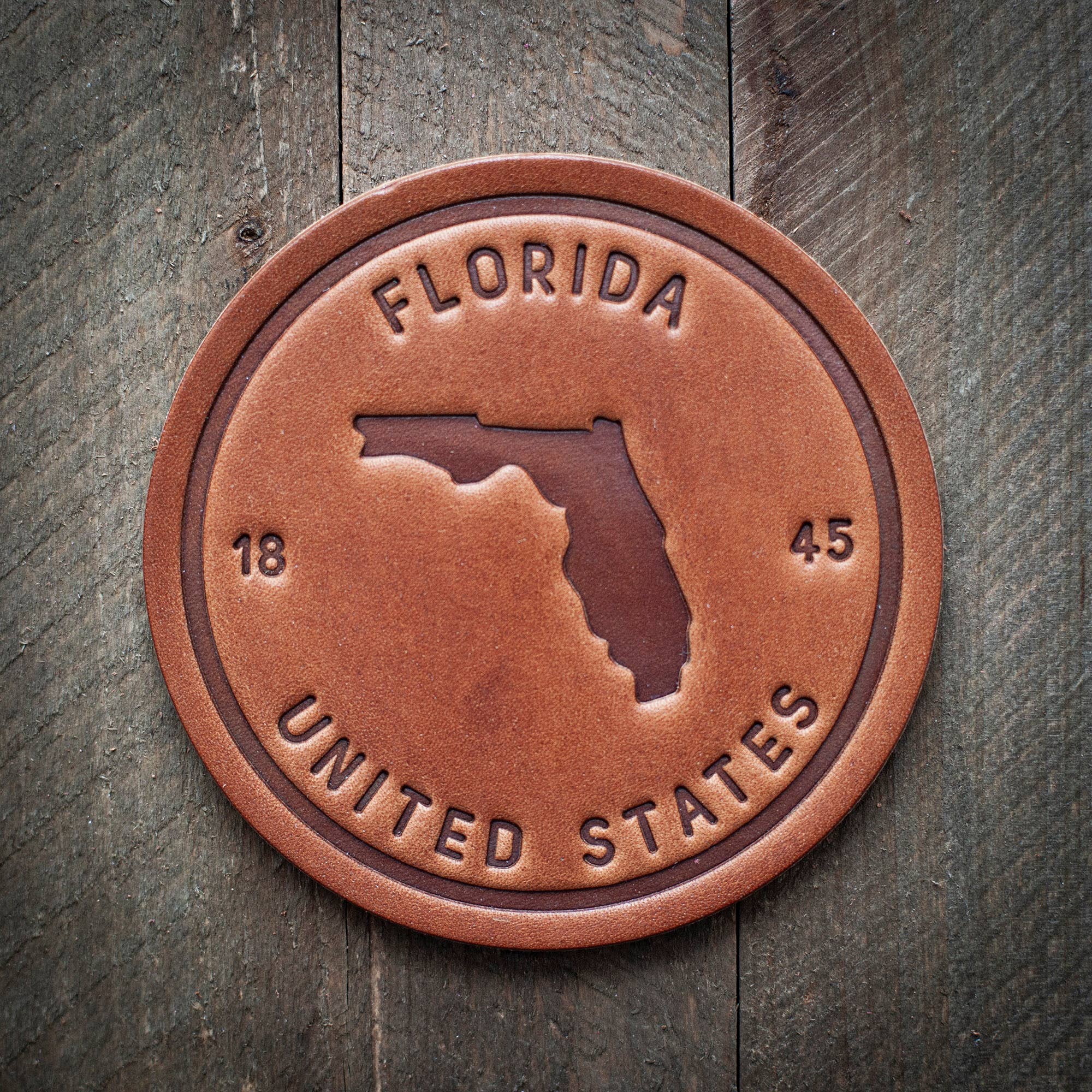 Florida State Silhouette Leather Coaster Sugarhouse Leather