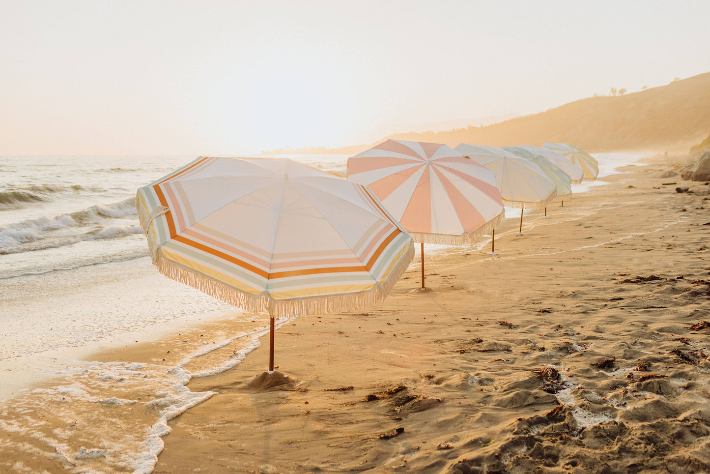 Beach State Summerland Beach Umbrella - Waikiki Stripes