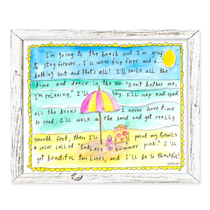 'Beach Umbrella' Coastal Shelf Art by Sandy Gingras