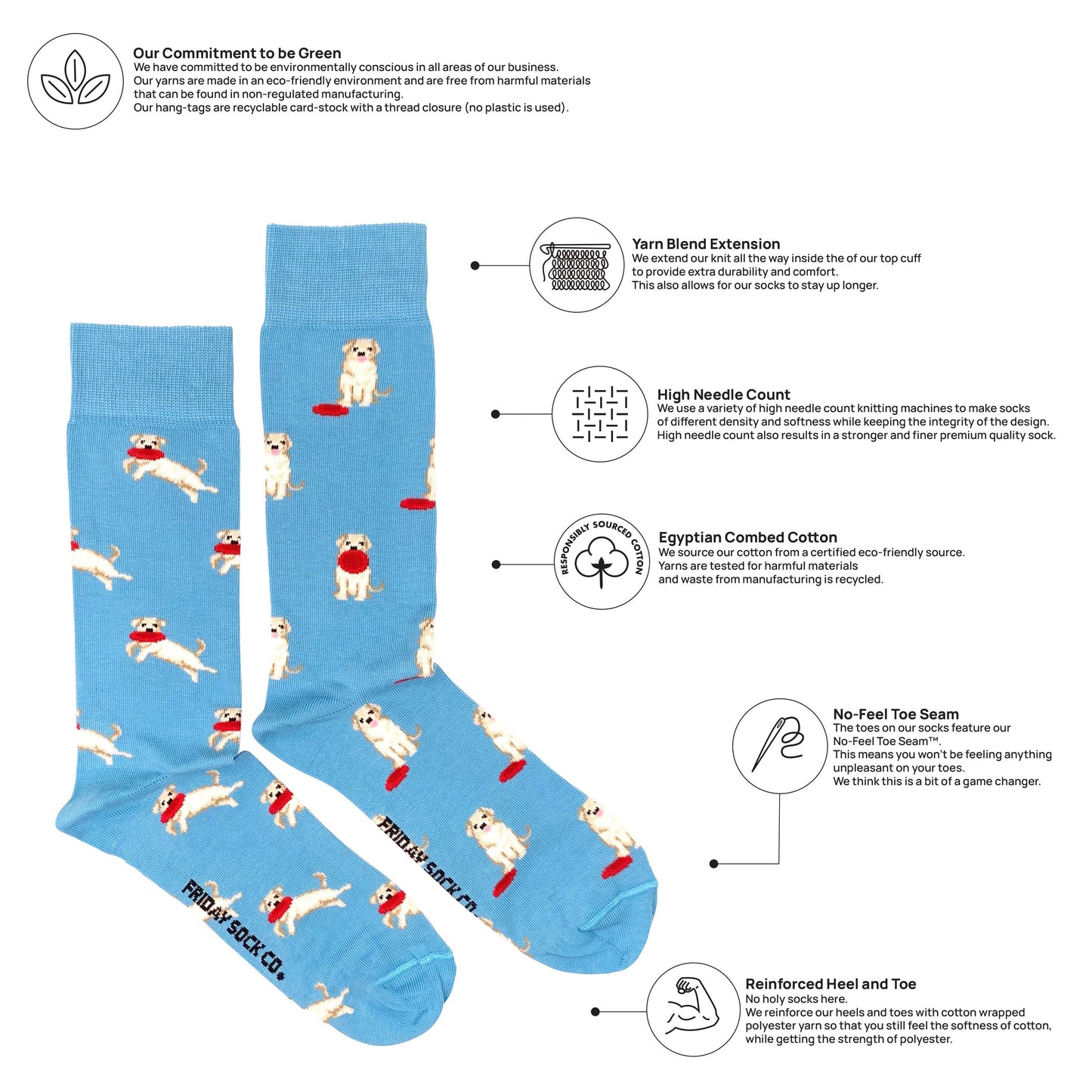 Dog & Frisbee Socks Mens Friday Sock Co.