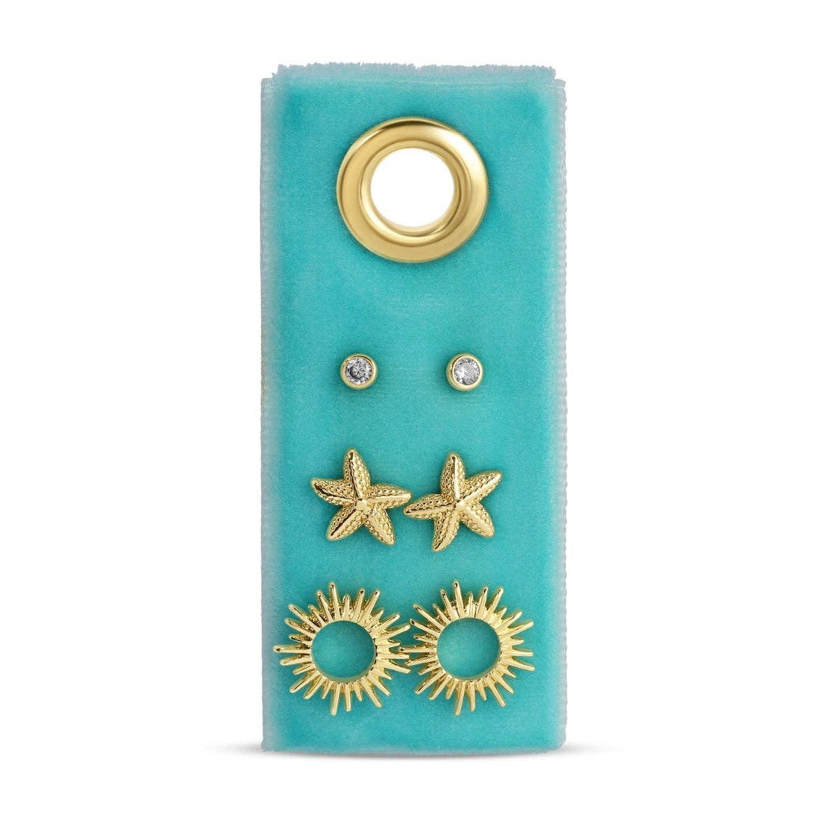 The Sun & Sea Trio Velvet Stud Set Splendid Iris