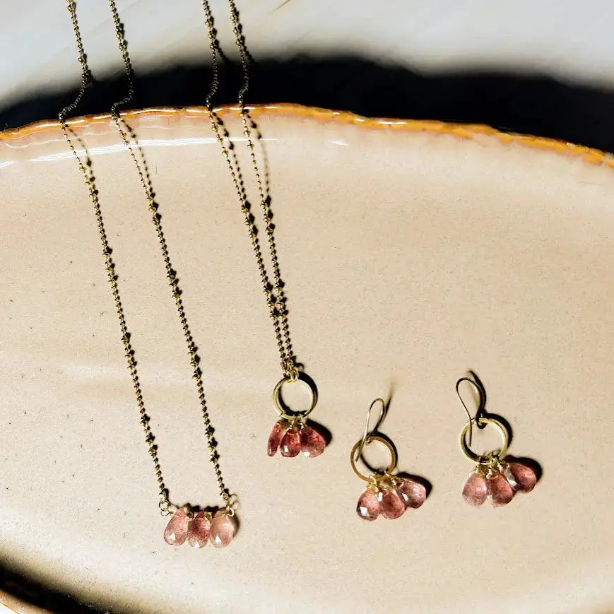 Strawberry Quartz Circle Necklace Santore Jewelry