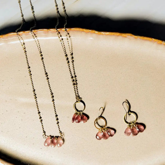 Strawberry Quartz Circle Necklace Santore Jewelry