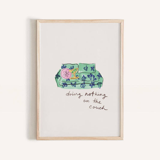 Doing Nothing on the Couch Mini Art Print Framed Phthalo Ruth
