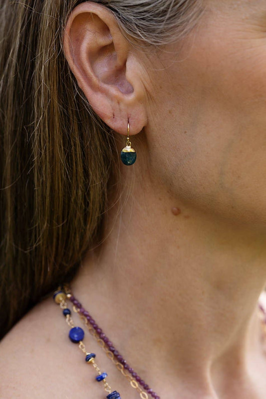 Faceted Blue Apatite Bezel Simple Earrings
