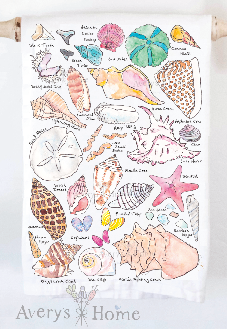Sea Shell Collector Ocean Beach Tea Towel
