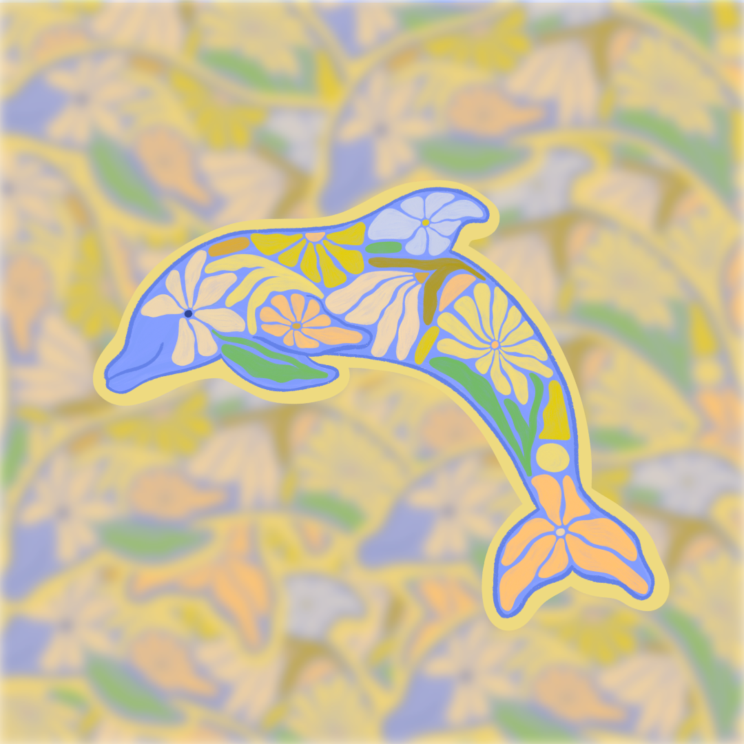 Floral Dolphin - Vinyl Sticker The SoulShine Co.