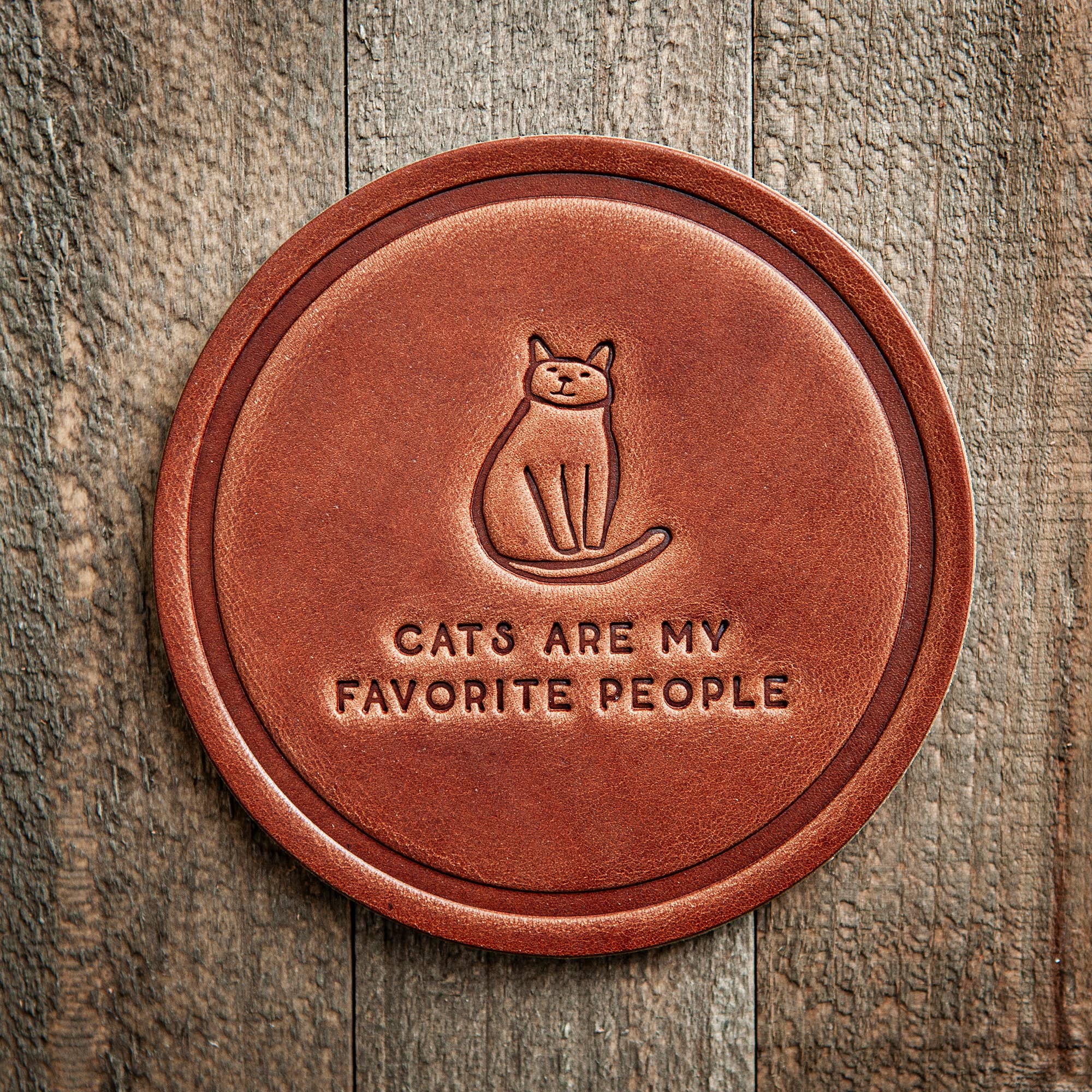 Cats Are My Favorite People Leather Coaster