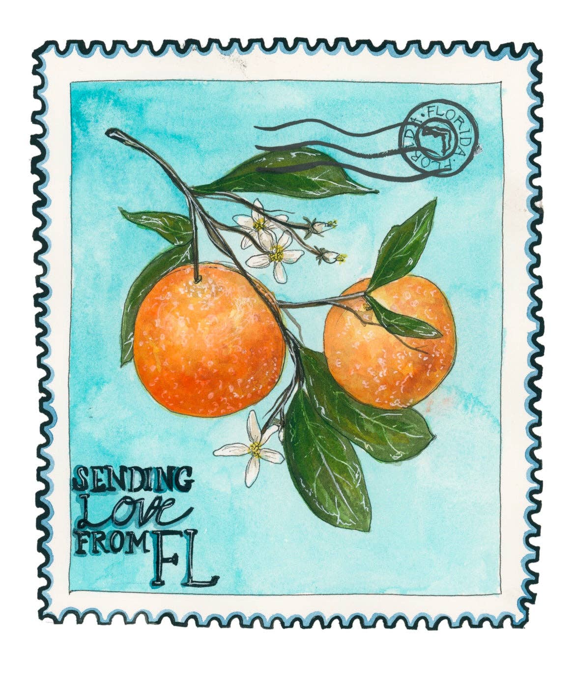 Sending Love From Florida Stamp Print artxnikki