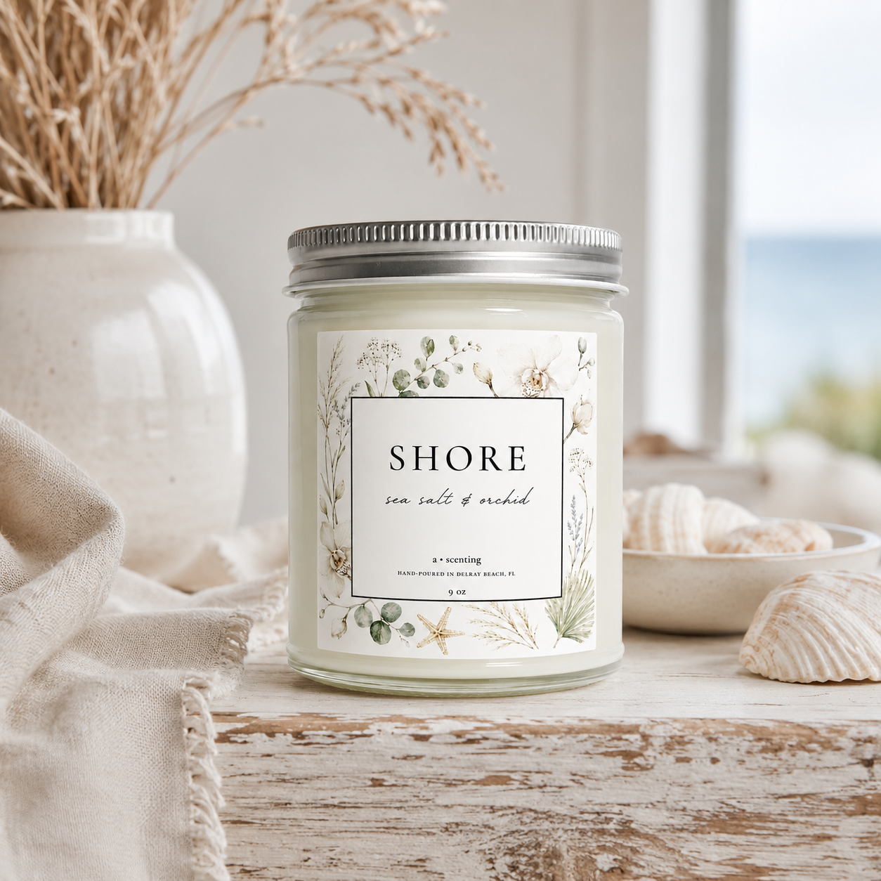 Shore Soy Candle | Sea Salt + Orchid Coastal Floral