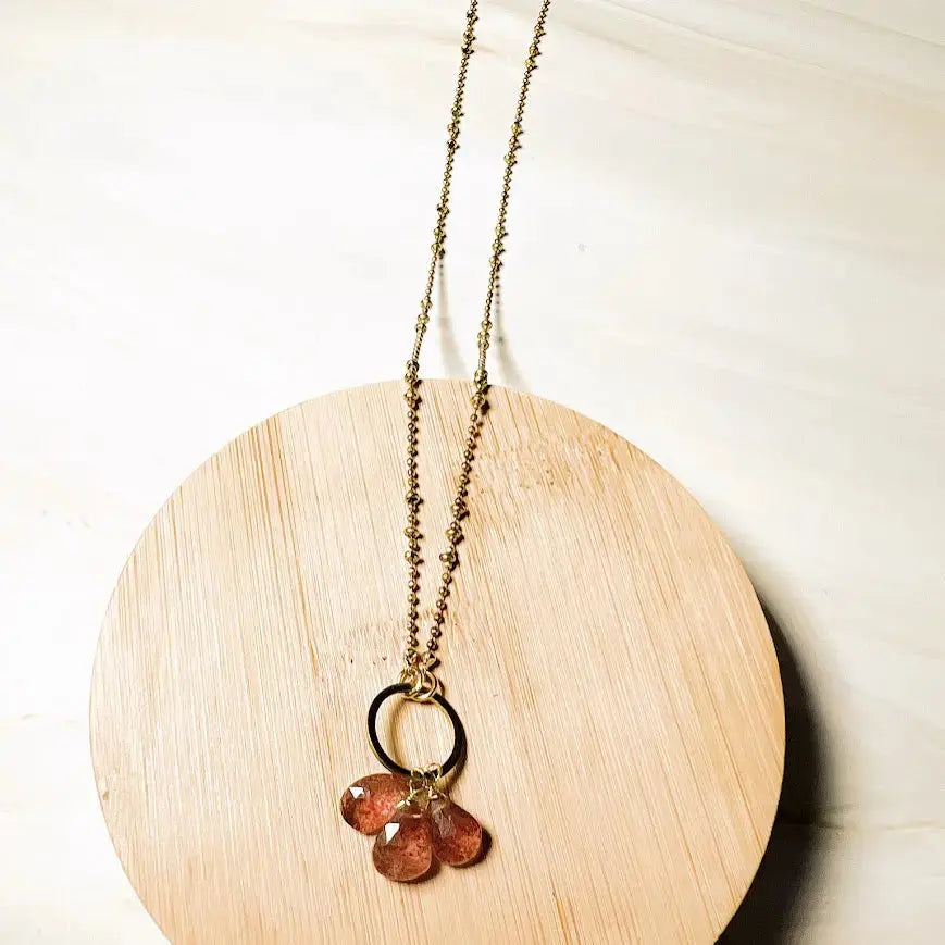 Strawberry Quartz Circle Necklace Santore Jewelry