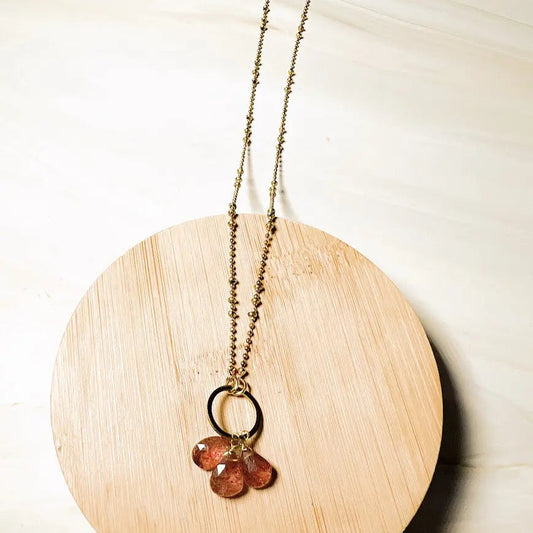 Strawberry Quartz Circle Necklace Santore Jewelry