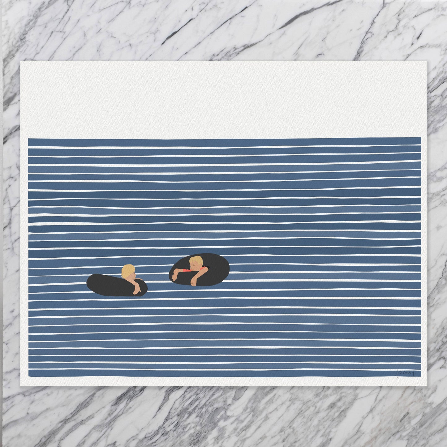 Boys in Inner Tubes Print. Signed.