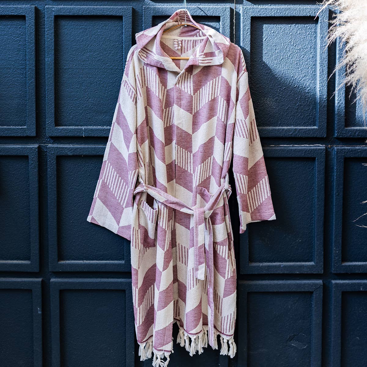 Raised Terry Bathrobe Turkish Cotton Light Weight Quick-dry Burgundy Kikoya