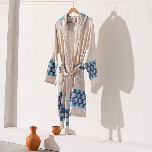 Bathrobe Turkish Cotton Linen Light Weight Robe Quick-dry