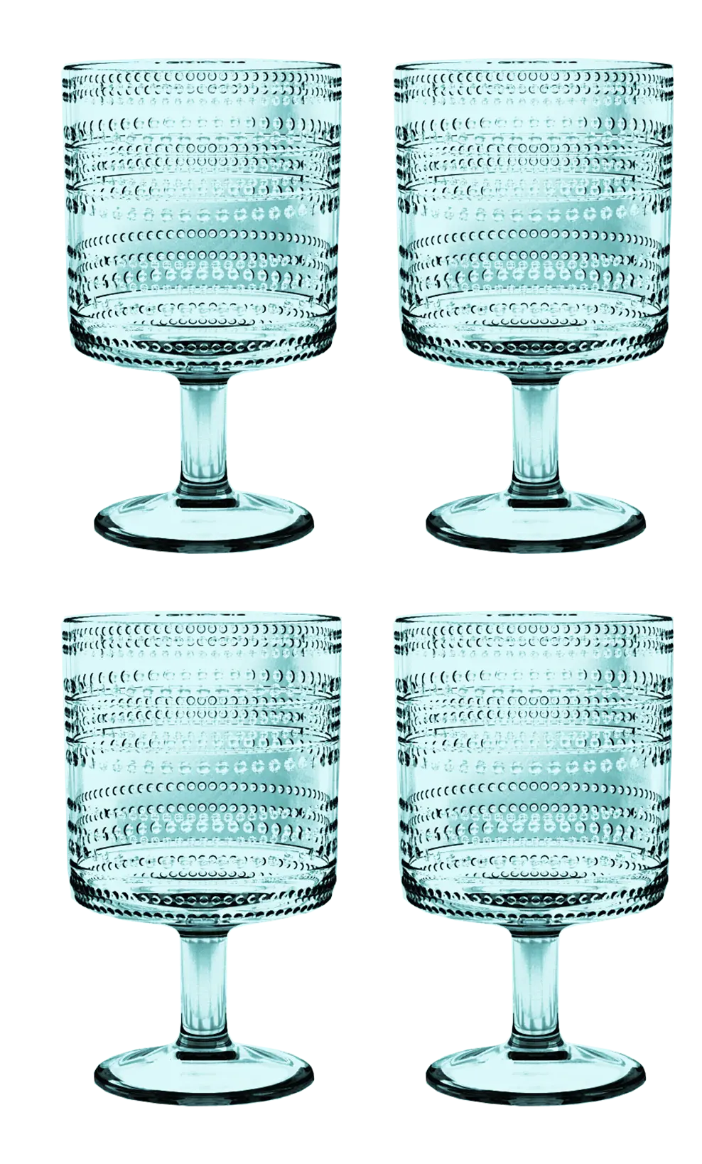 Stacking Beaded Goblet Acrylic Drinkware Set of 4 Clear, cobalt blue, or sea green Abode Homewares by TarHong