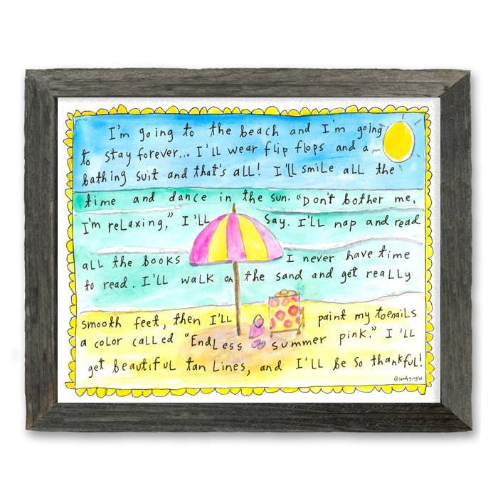 'Beach Umbrella' Coastal Shelf Art by Sandy Gingras