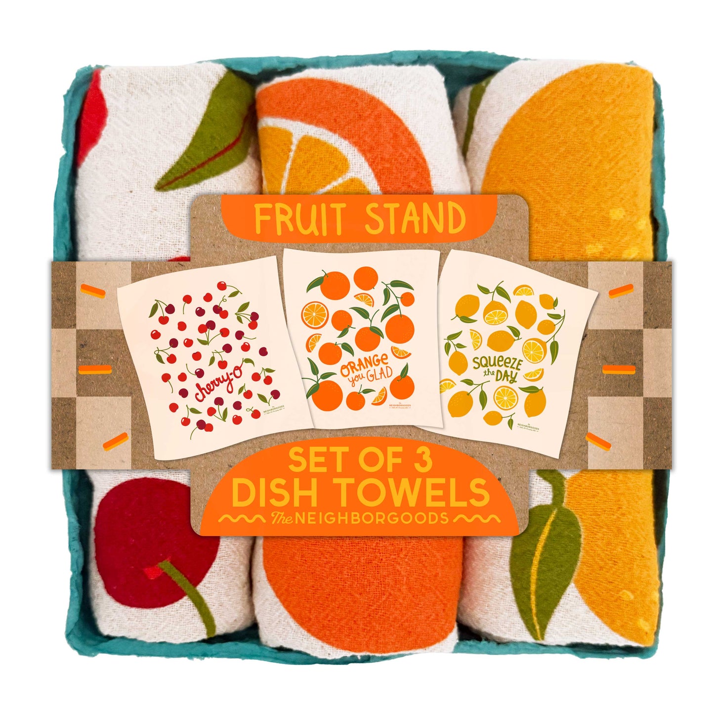 FRUIT STAND (Cherry, Orange, and Lemon)- Tea Towel Set of 3