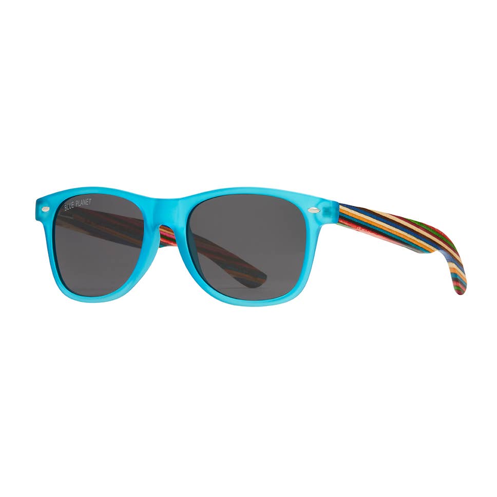 BP19029 - Indio - Matte Aqua / Rainbow Wood/ Smoke Polarized Blue Planet Eco-Eyewear