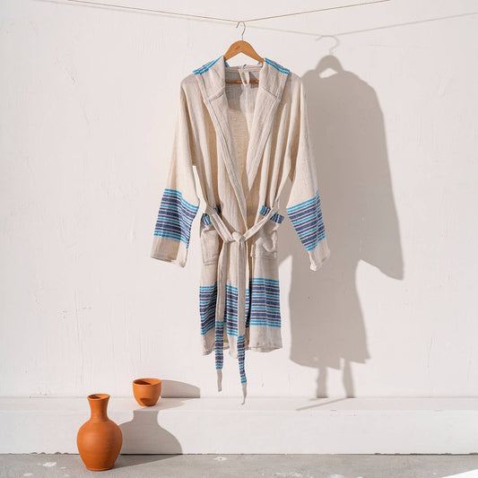 Bathrobe Turkish Cotton Linen Light Weight Robe Quick-dry