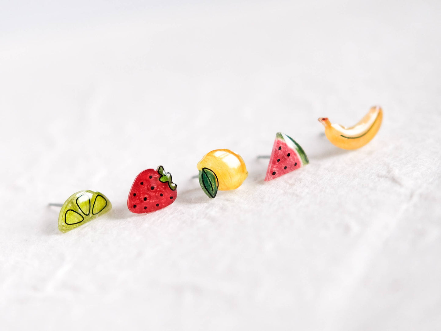 Mini Fruit Stud Earrings - Set of 5 Mix and Match
