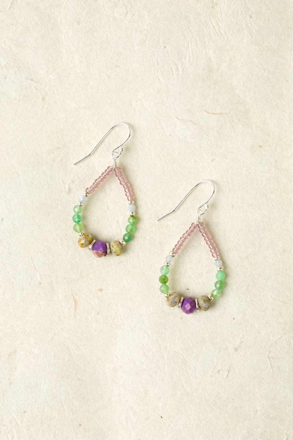 Cave Spring Phosphosiderite, Czech Glass, Chrysoprase Hoop Earrings