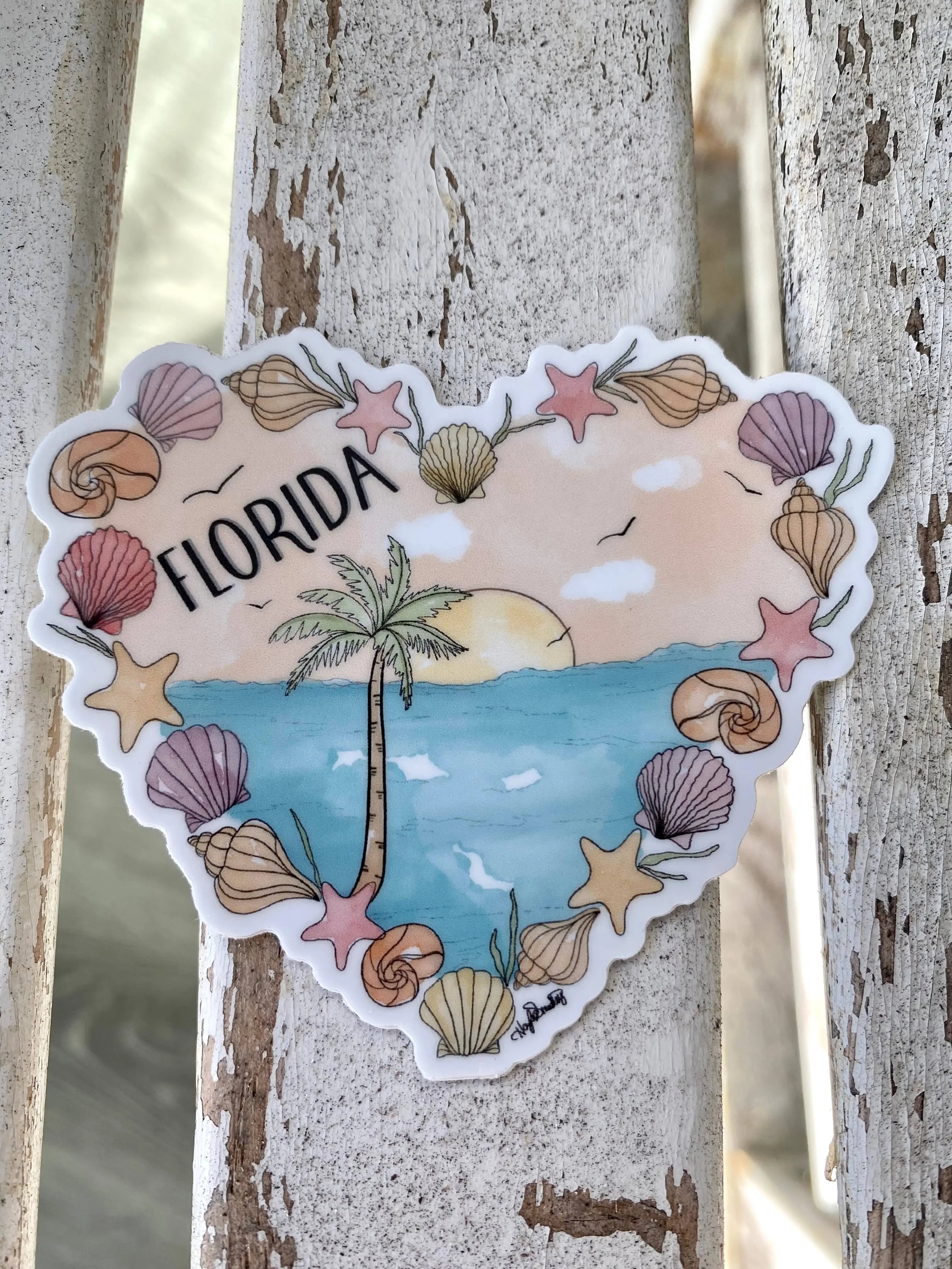 Florida Beach Heart Sticker Art By Hayle