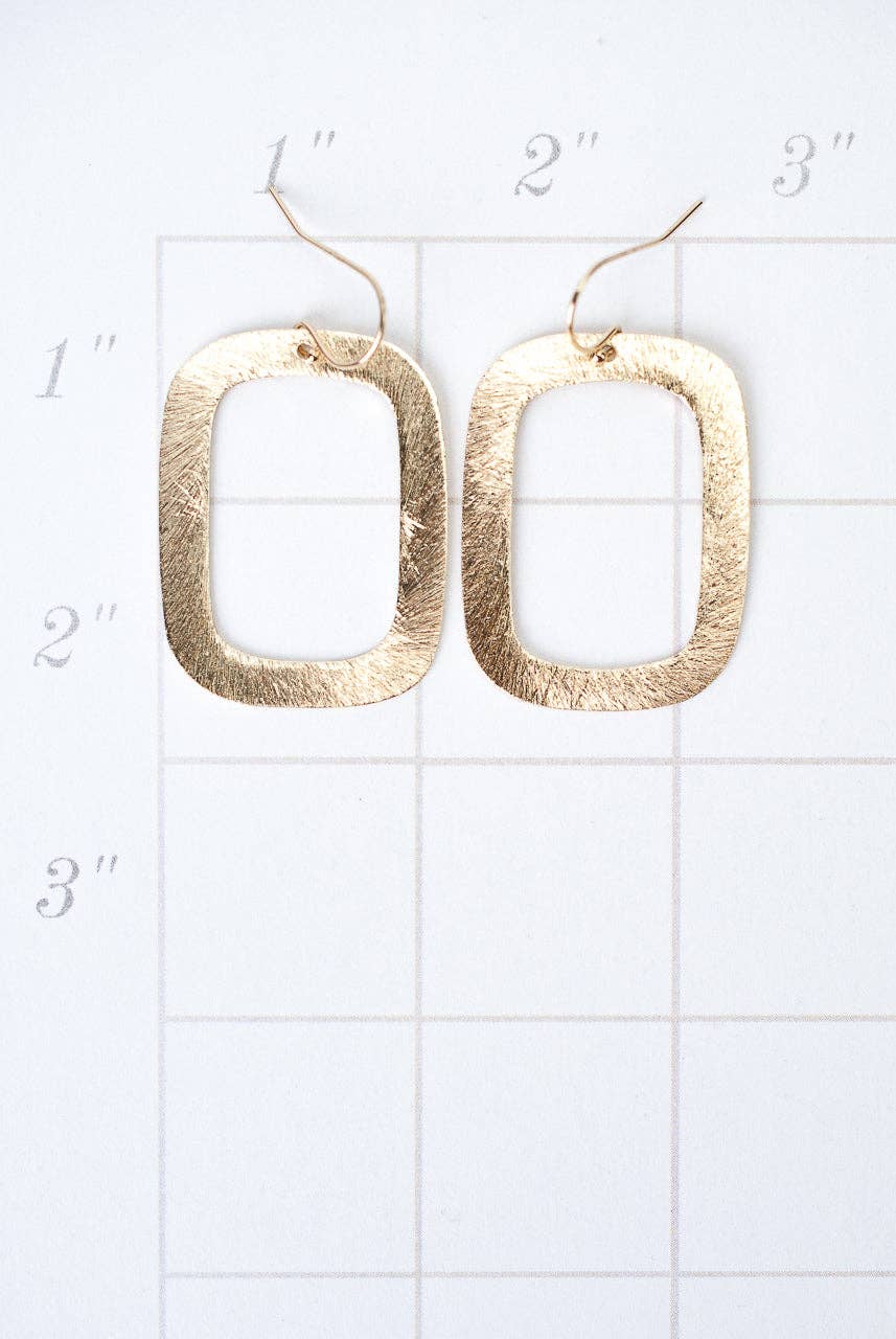 Brushed Gold Rectangle Earrings Limited Anne Vaughan Designs Jewelry
