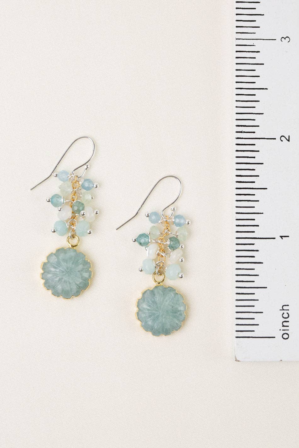 Serenity Apatite, Mother Of Pearl, Amazonite Cluster Earrings