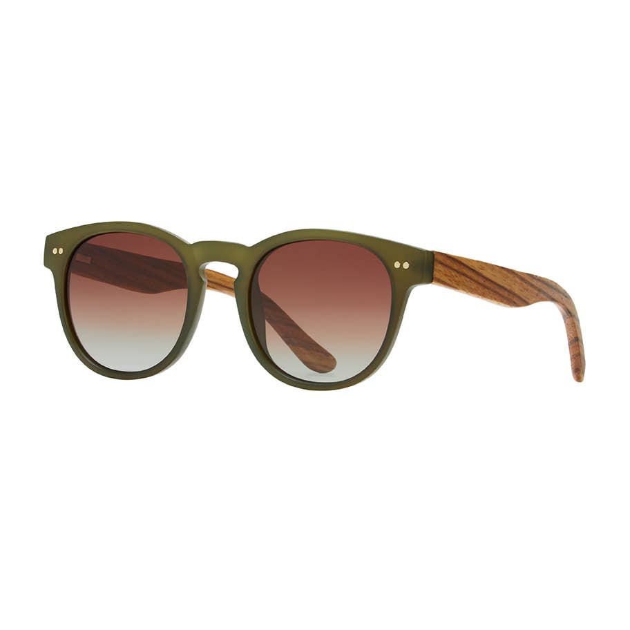 BP10171 NEW Indie - Matte Olive/Walnut Wood- Brown Polarized Blue Planet Eco-Eyewear