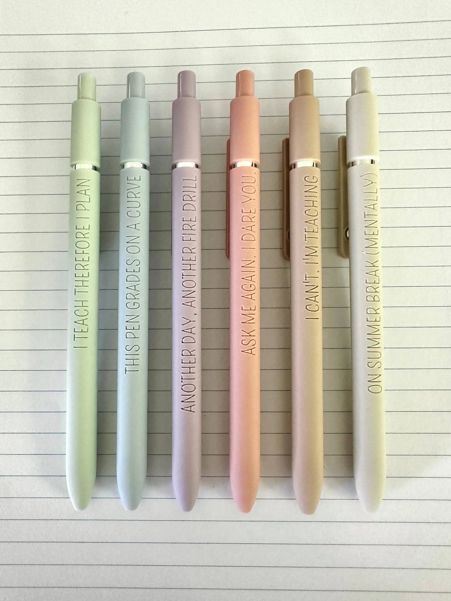 Fine Points™️ 6 Pen Gift Set｜Teacher Life Essentials Engraved Soft Touch Gel Pens Write This Way