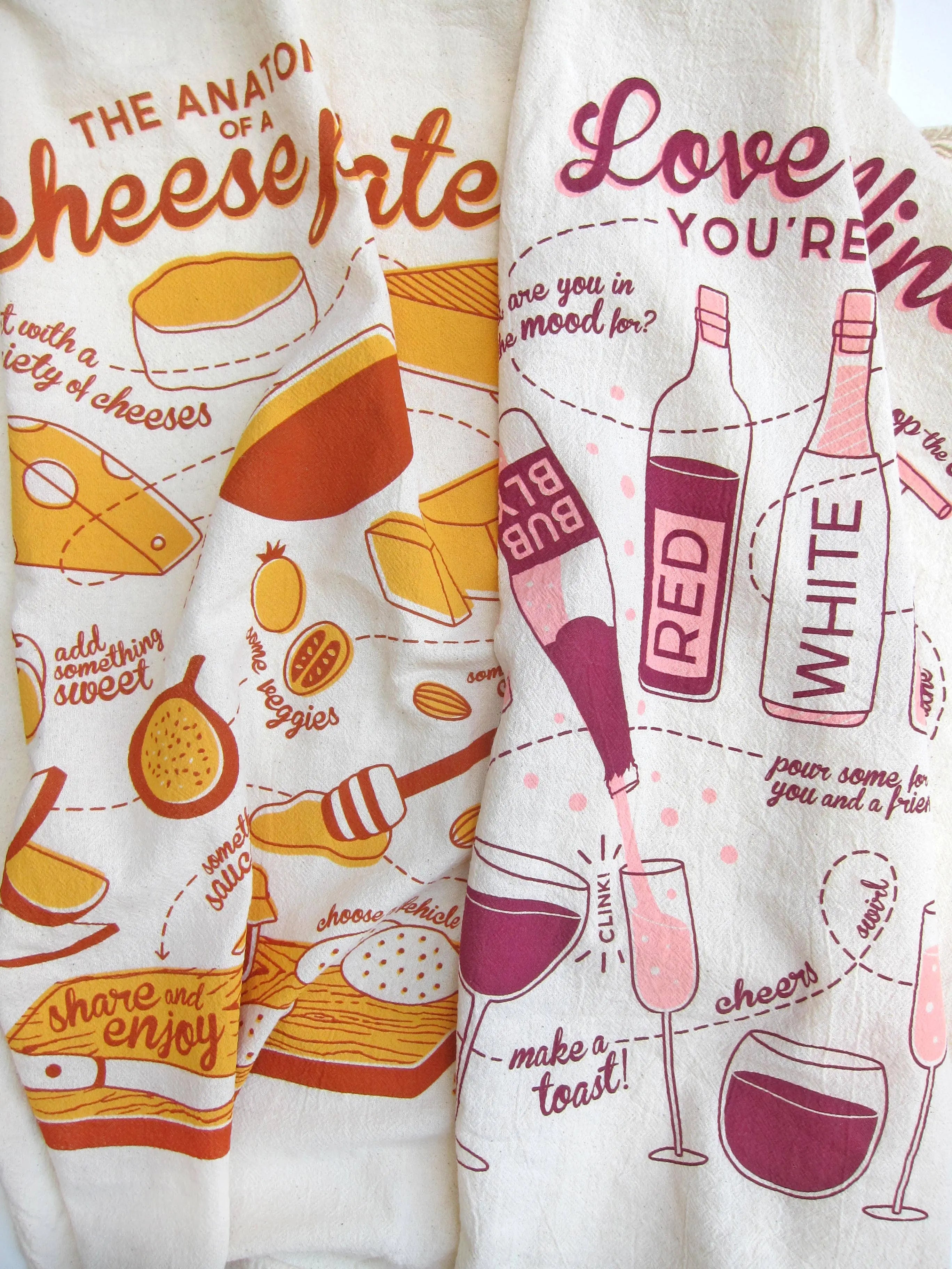 PERFECT PAIRING (Wine, Cheese) - Tea Towel Set of 2 The Neighborgoods