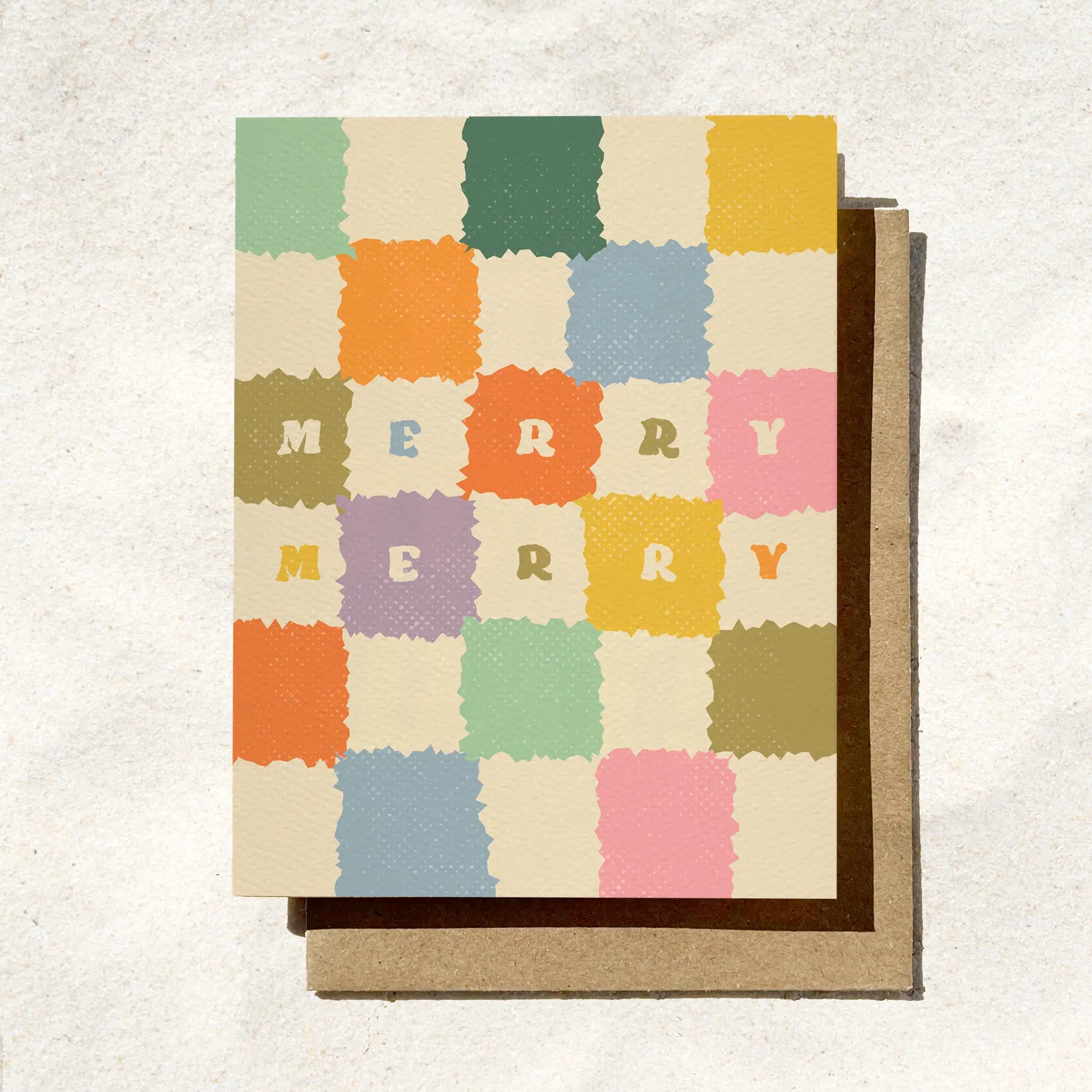 Merry Merry Christmas Card | Checker Holiday Card | Pinkmas Daydream Prints