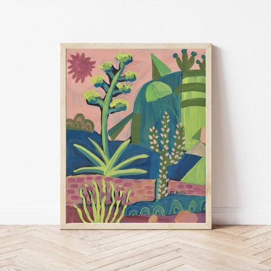 Desert Cactus Print 8 x 10 Framed to 12.5 x 15.5 El Baker Art