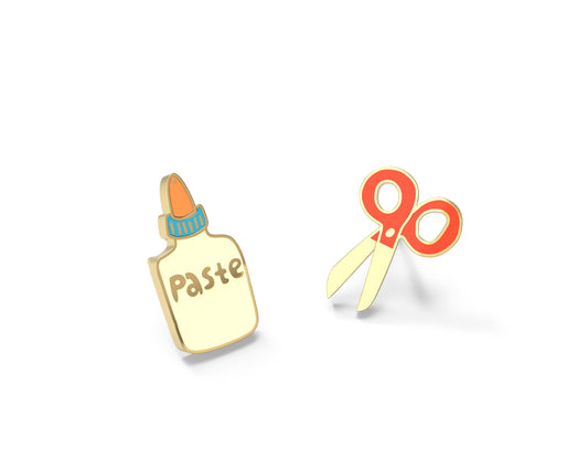 Paste and Scissors Earrings - Gold Teacher Statement Studs