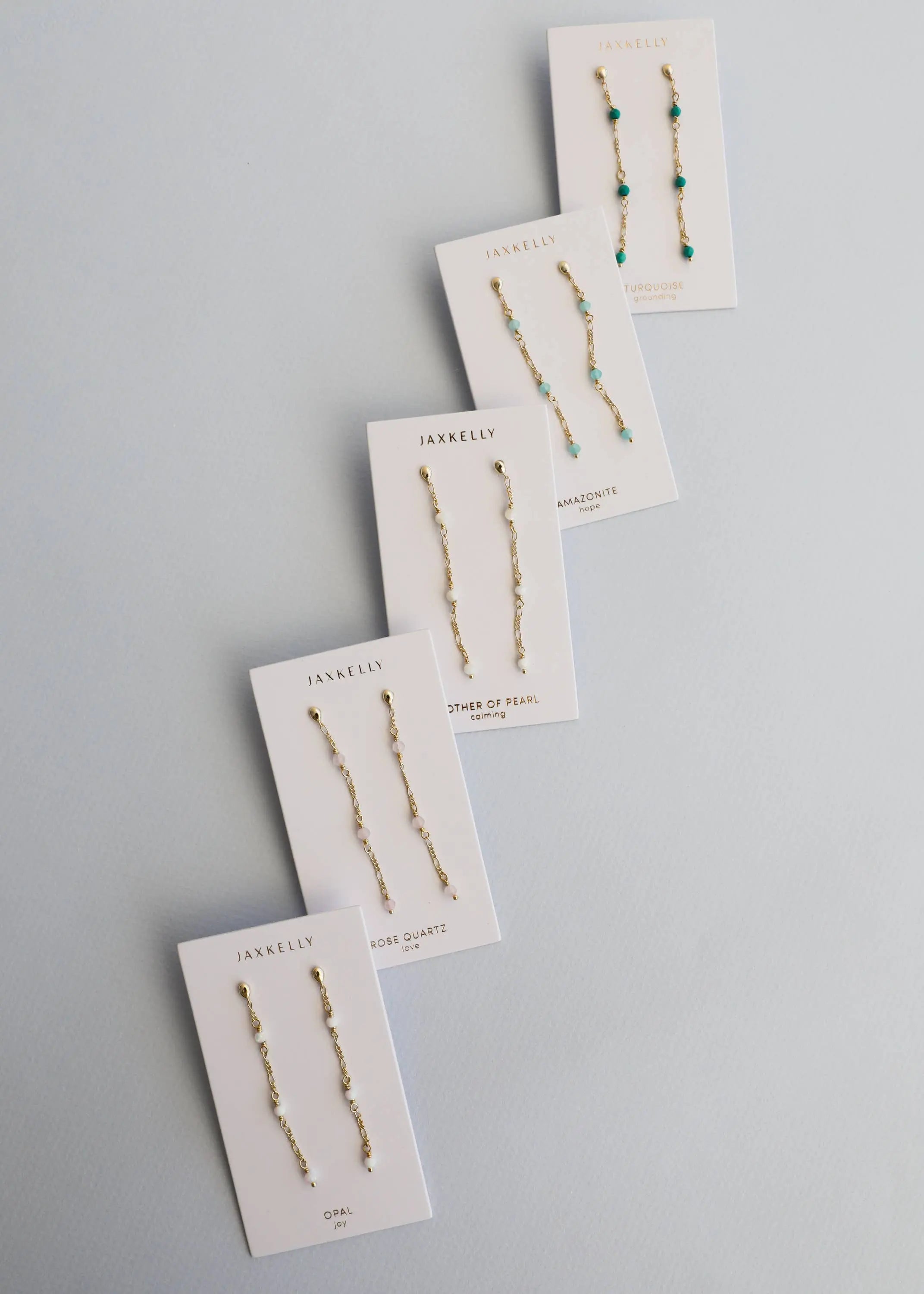 Gemstone Chain Drop Earring - Turquoise JaxKelly